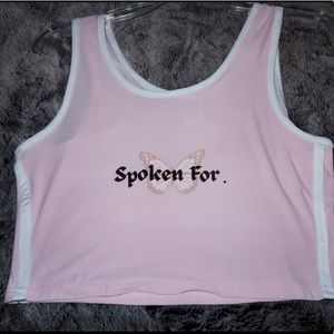 Medium Pink ‘Spoken For.’ Crop Top